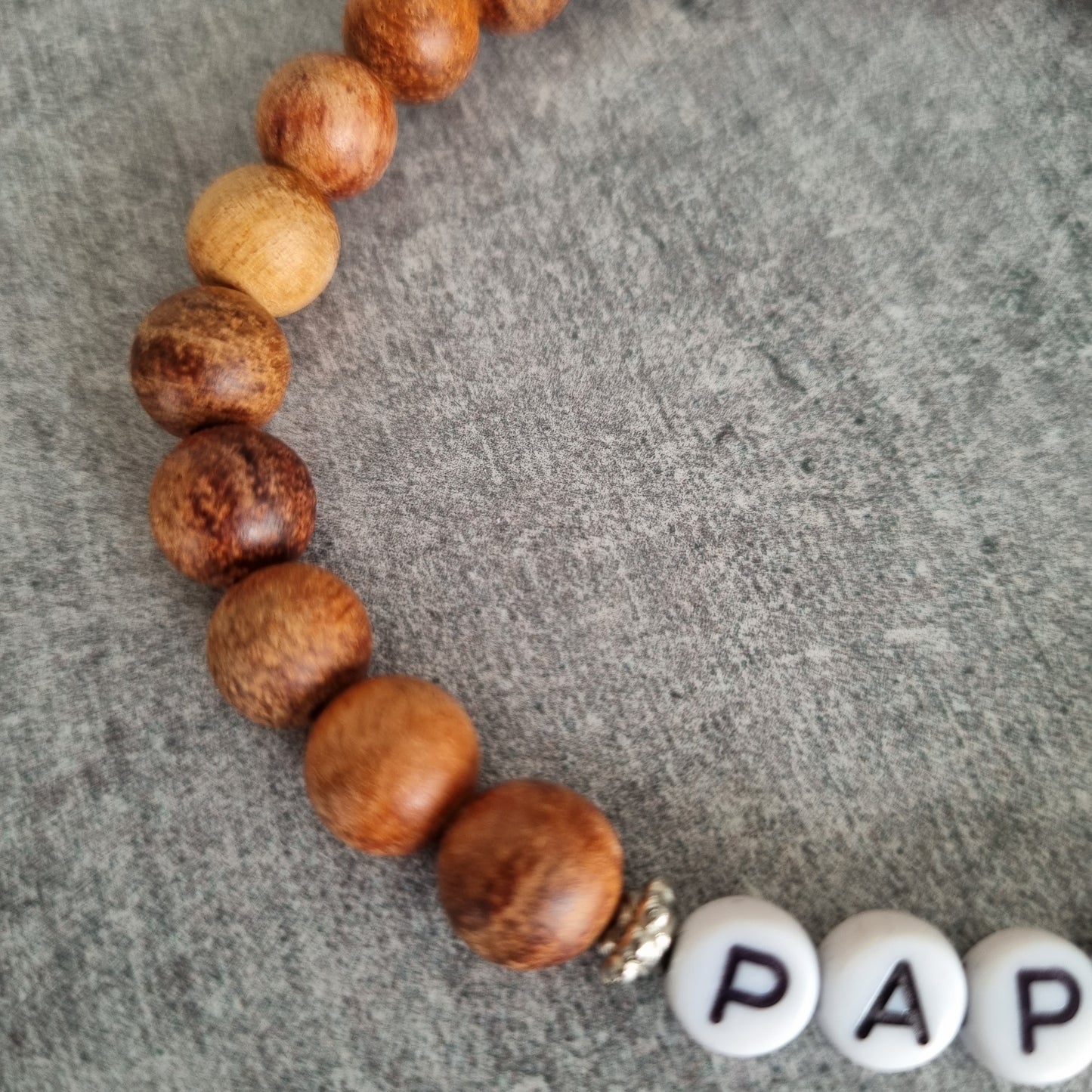 Bracelet homme perles bois vernies PAPA
