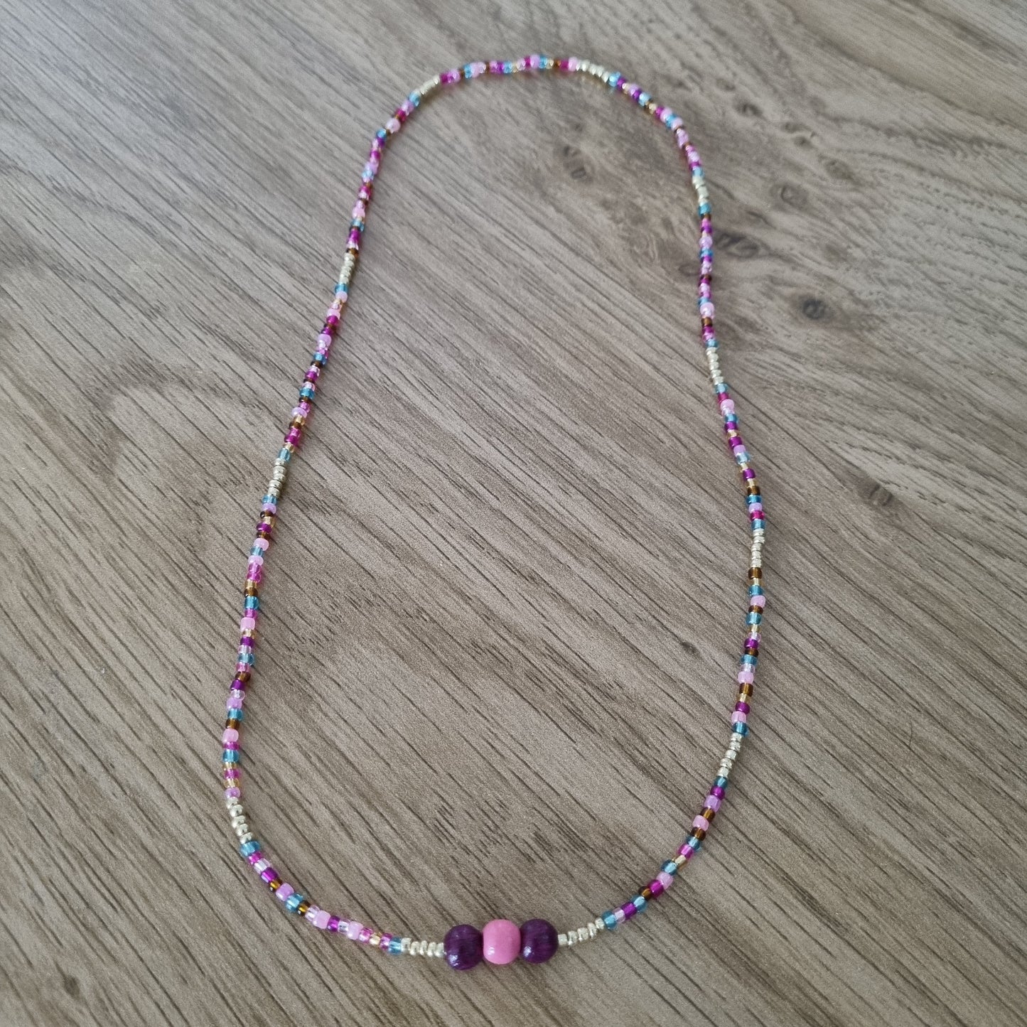 Collier perles multicolores rose et doré MELROSE
