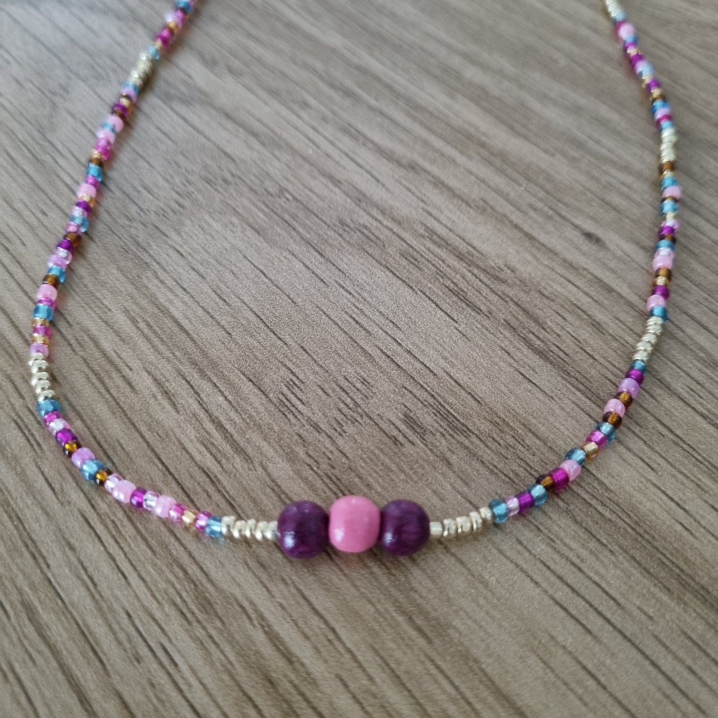 Collier perles multicolores rose et doré MELROSE