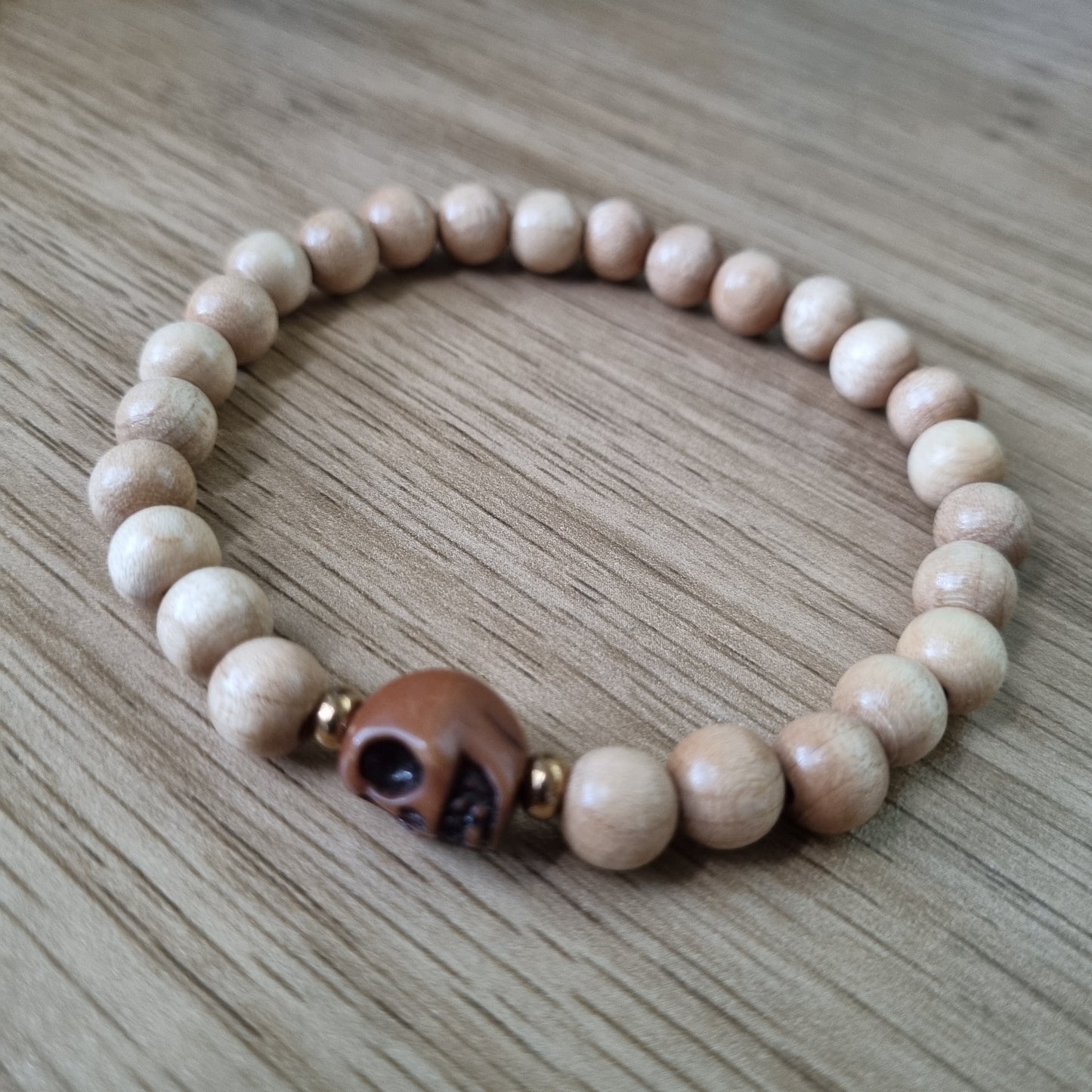 Bracelet homme perles bois SKULLY