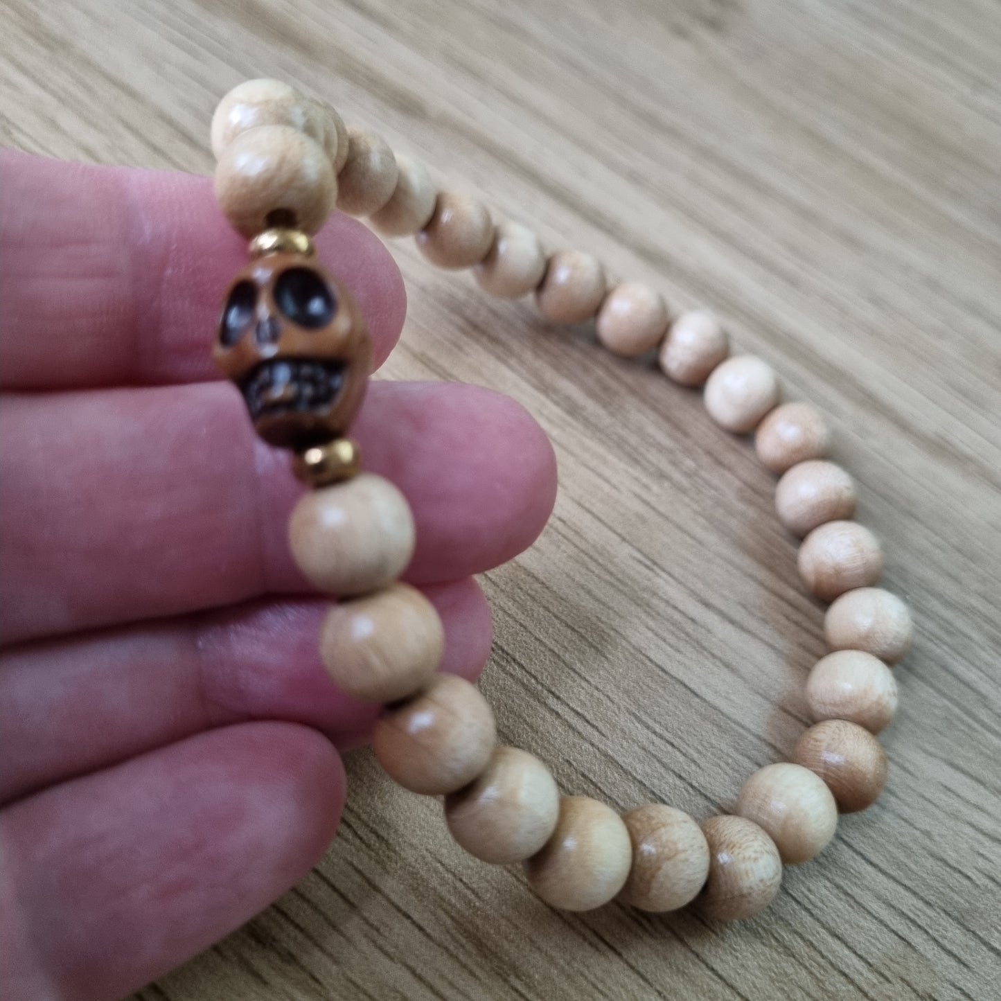 Bracelet homme perles bois SKULLY