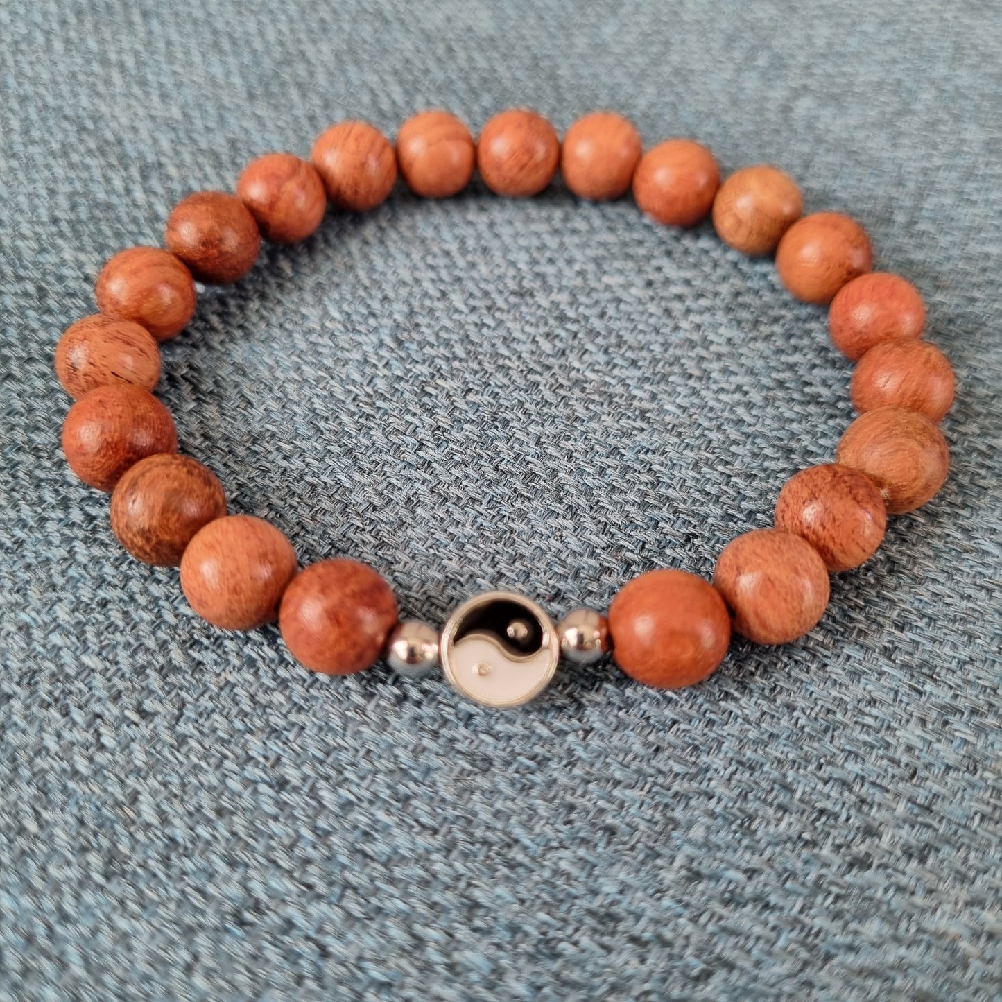 Bracelet perles bois homme Yin Yang