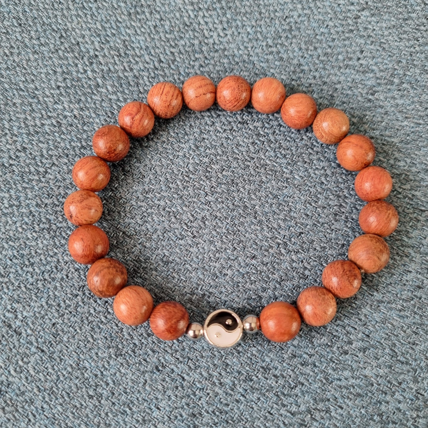 Bracelet perles bois homme Yin Yang