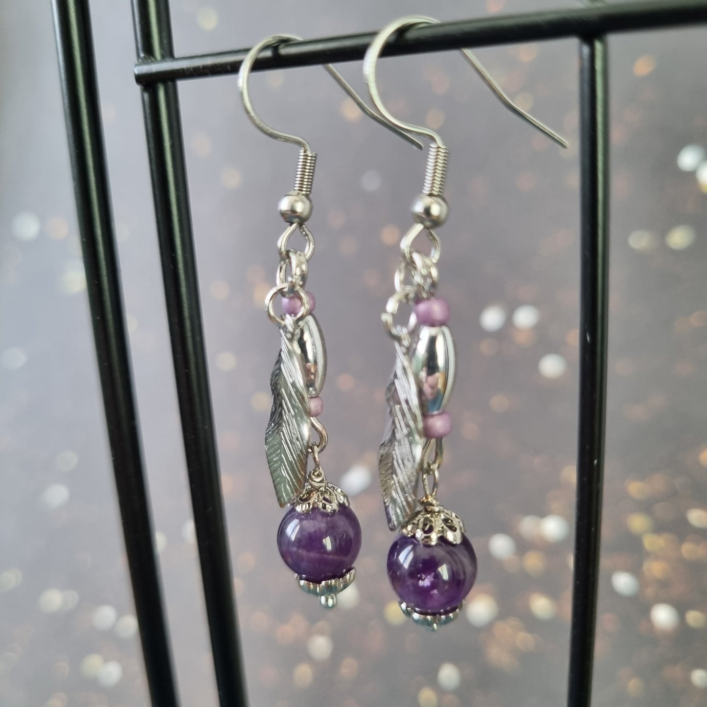 Boucles d'oreilles pendantes améthyste SERENITY