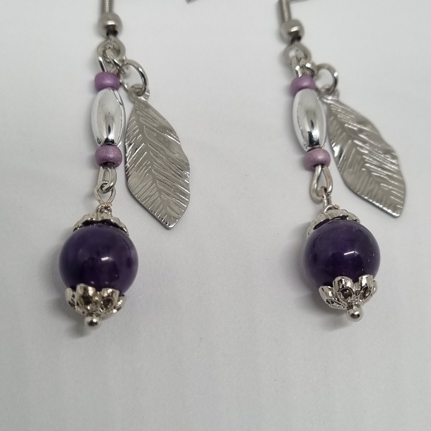 Boucles d'oreilles pendantes améthyste SERENITY