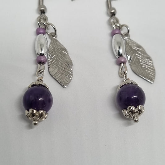 Boucles d'oreilles pendantes améthyste SERENITY