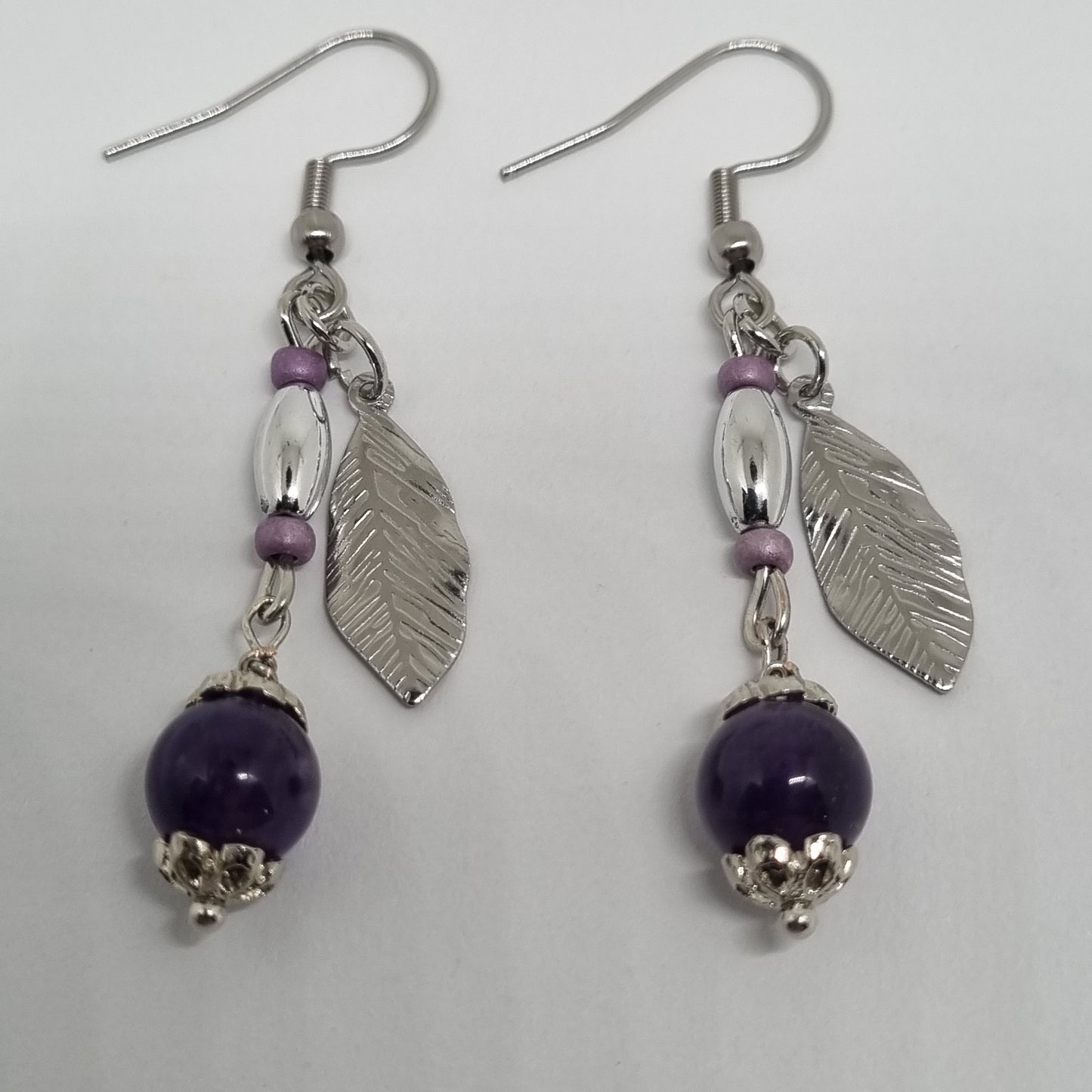 Boucles d'oreilles pendantes améthyste SERENITY