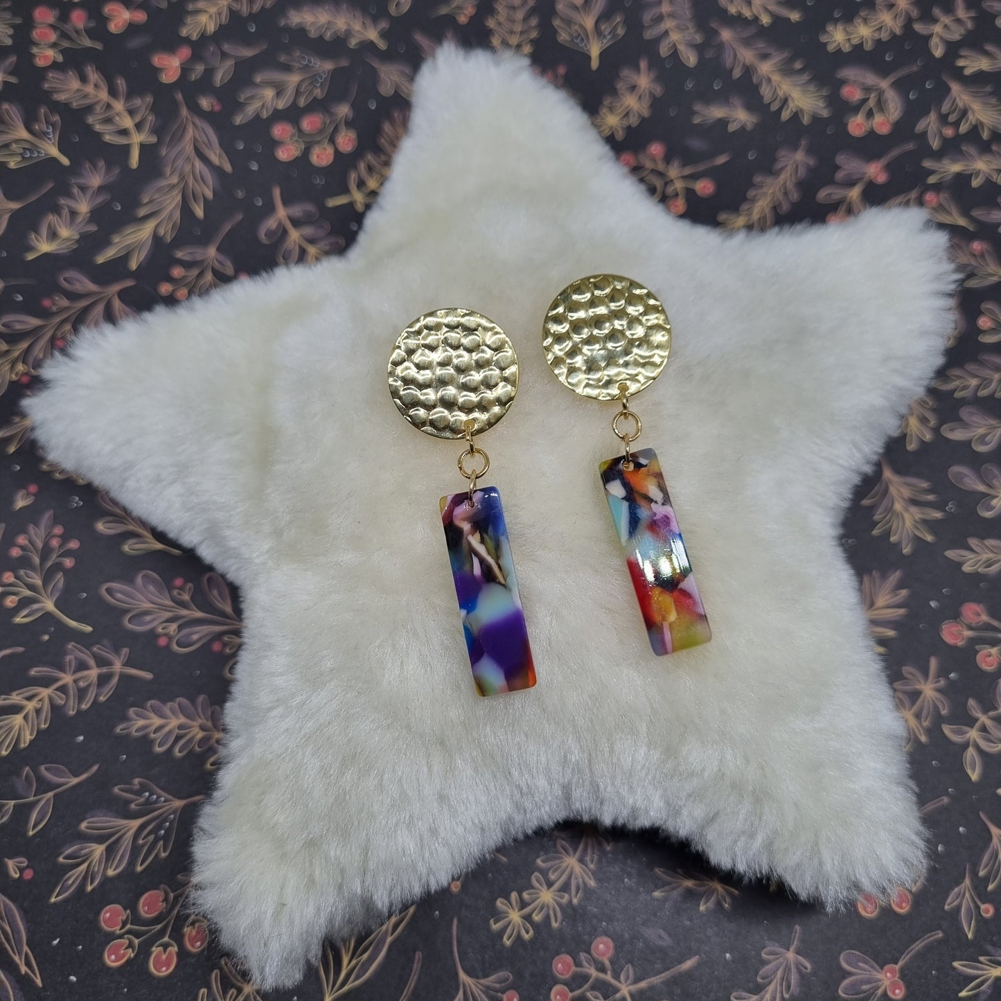 Clips d'oreilles pendants or Monolithe