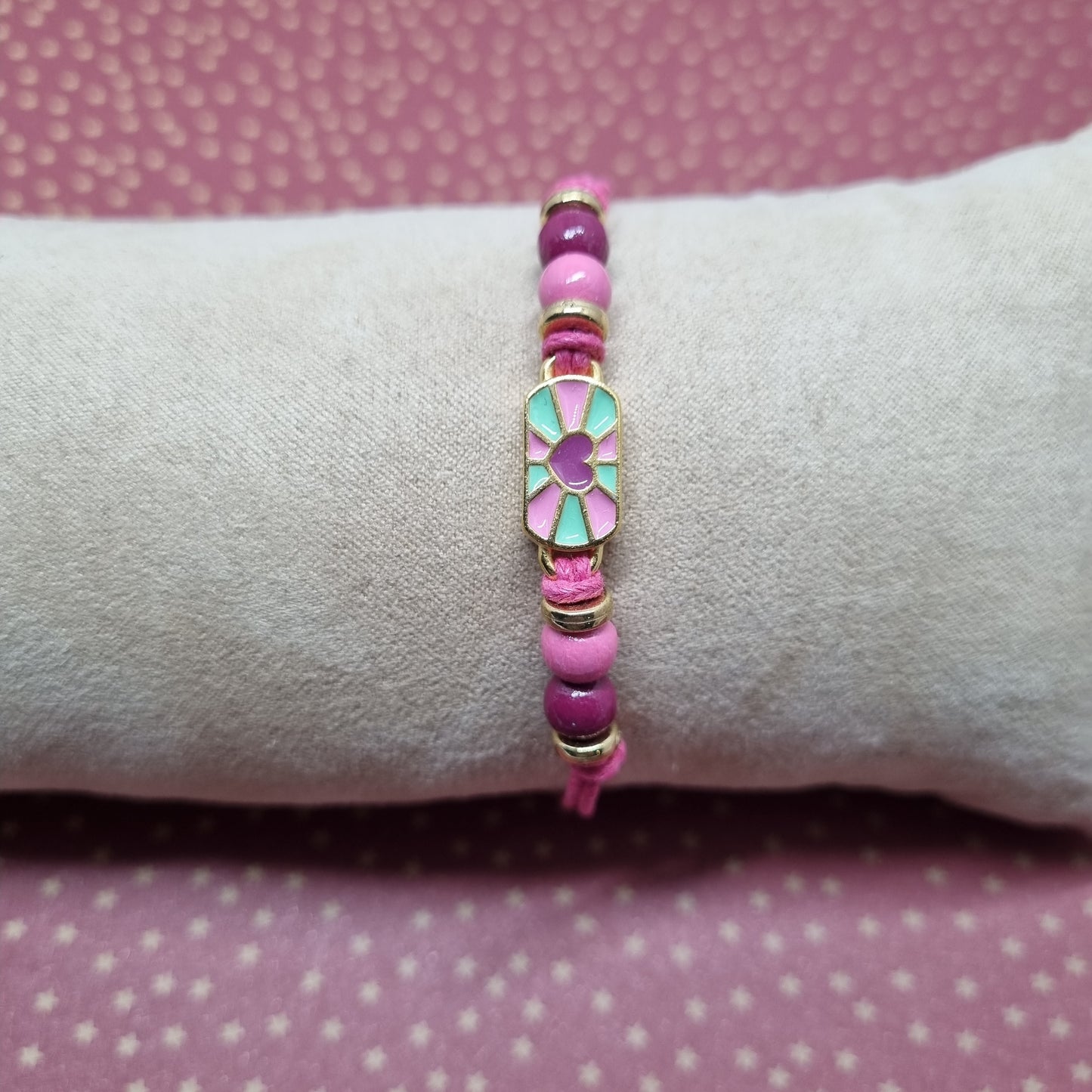 Bracelet d'amitié perles rose et doré PINKETT
