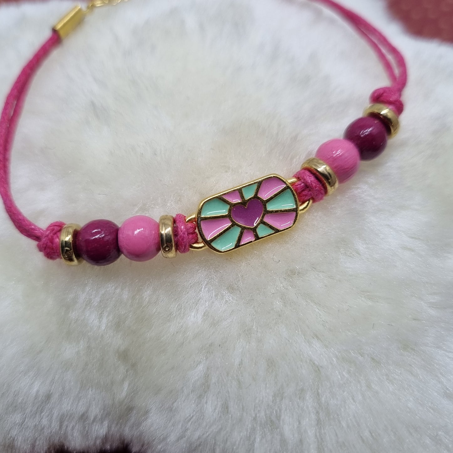 Bracelet d'amitié perles rose et doré PINKETT