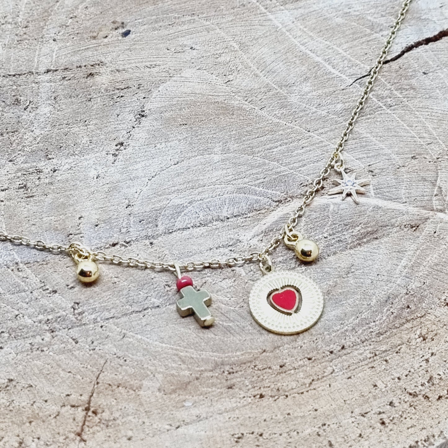 Collier chaine acier breloques EX VOTO