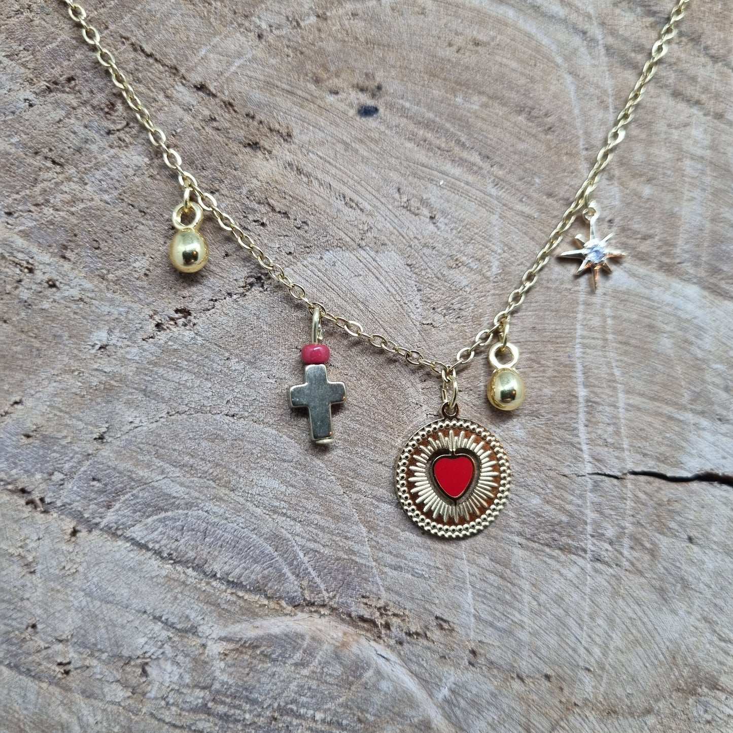 Collier chaine acier breloques EX VOTO