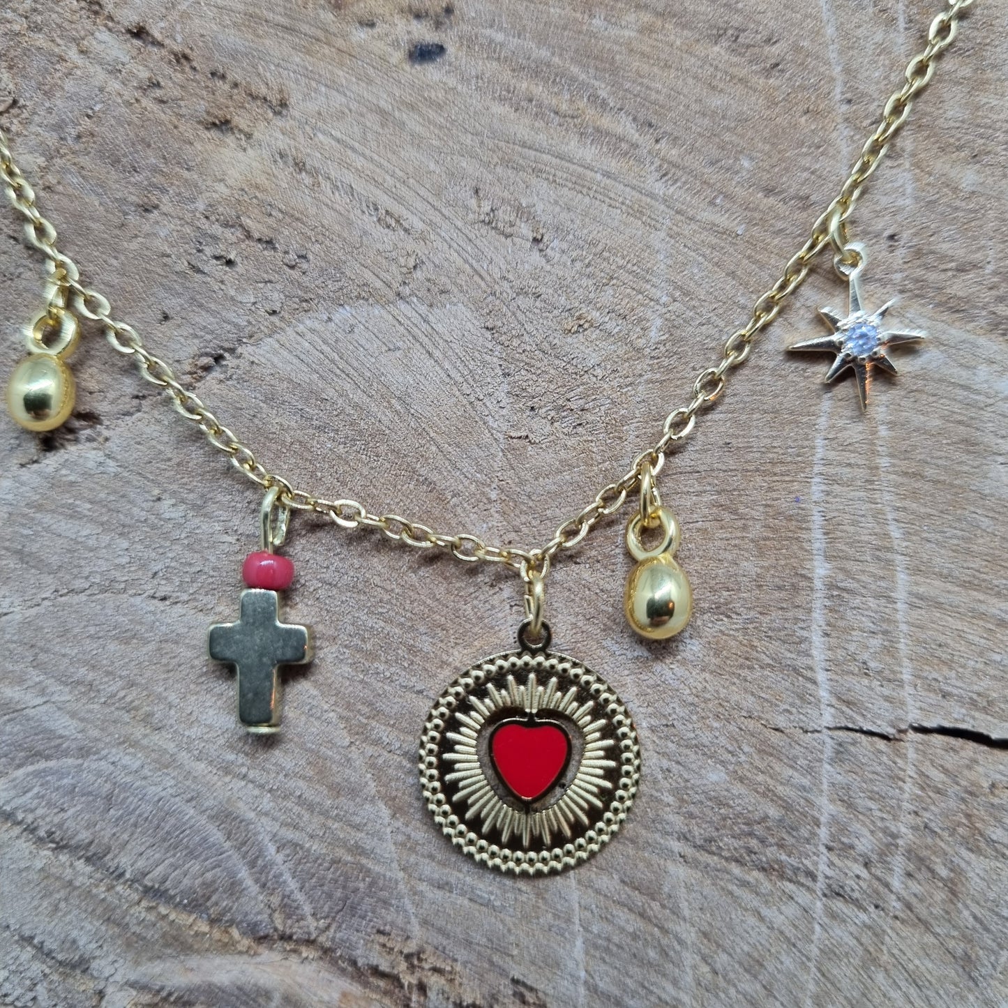 Collier chaine acier breloques EX VOTO
