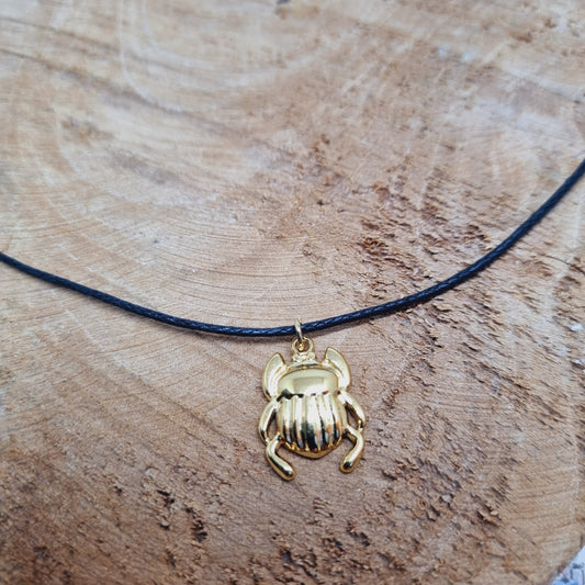 Collier scarabée acier doré Scarabichette