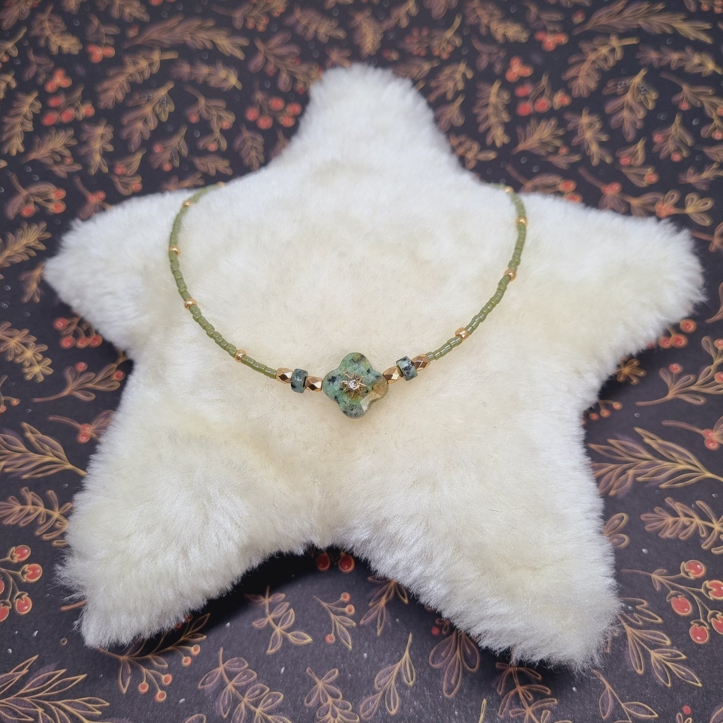 Collier de perles turquoise africaine et zirconium COLINE