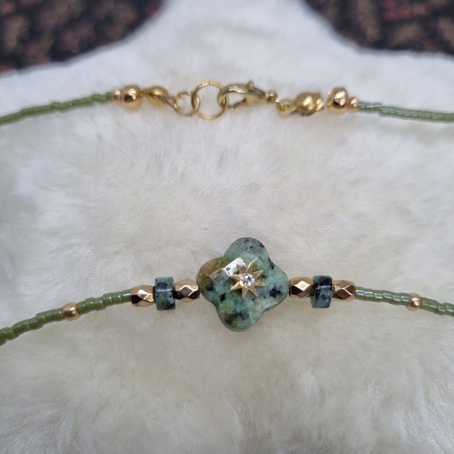 Collier de perles turquoise africaine et zirconium COLINE