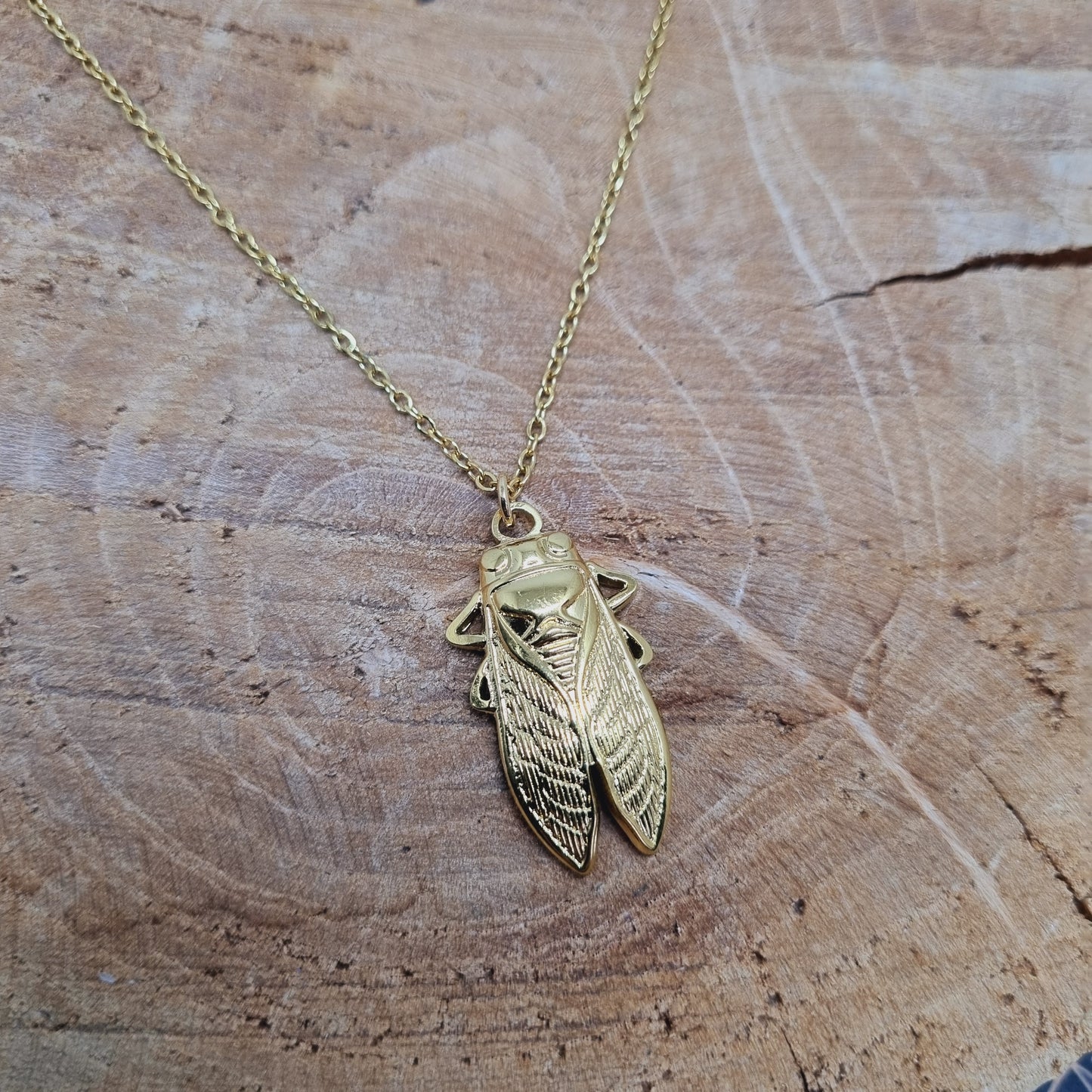 Collier sautoir cigale dorée SILASOL