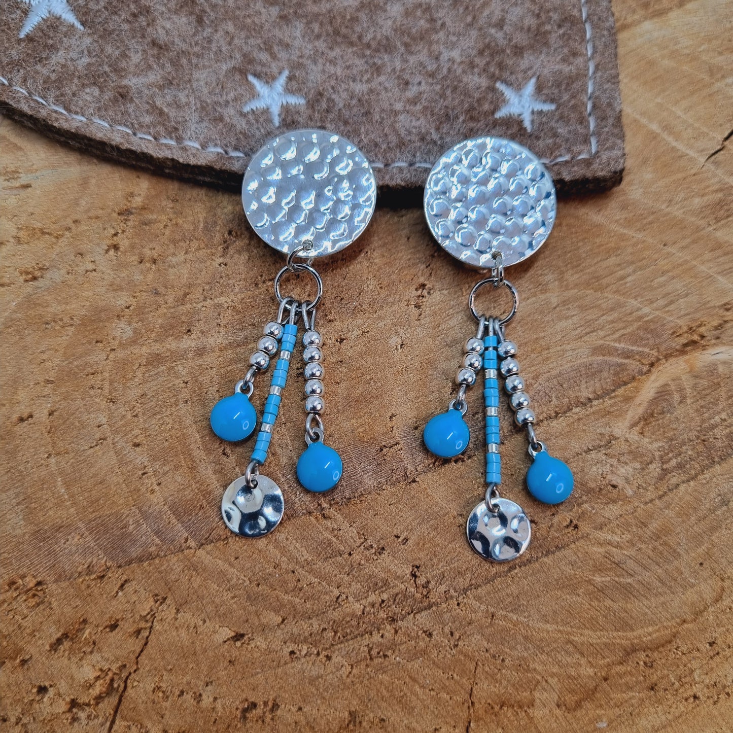 Clips d'oreilles argent et acier BLUEMOON