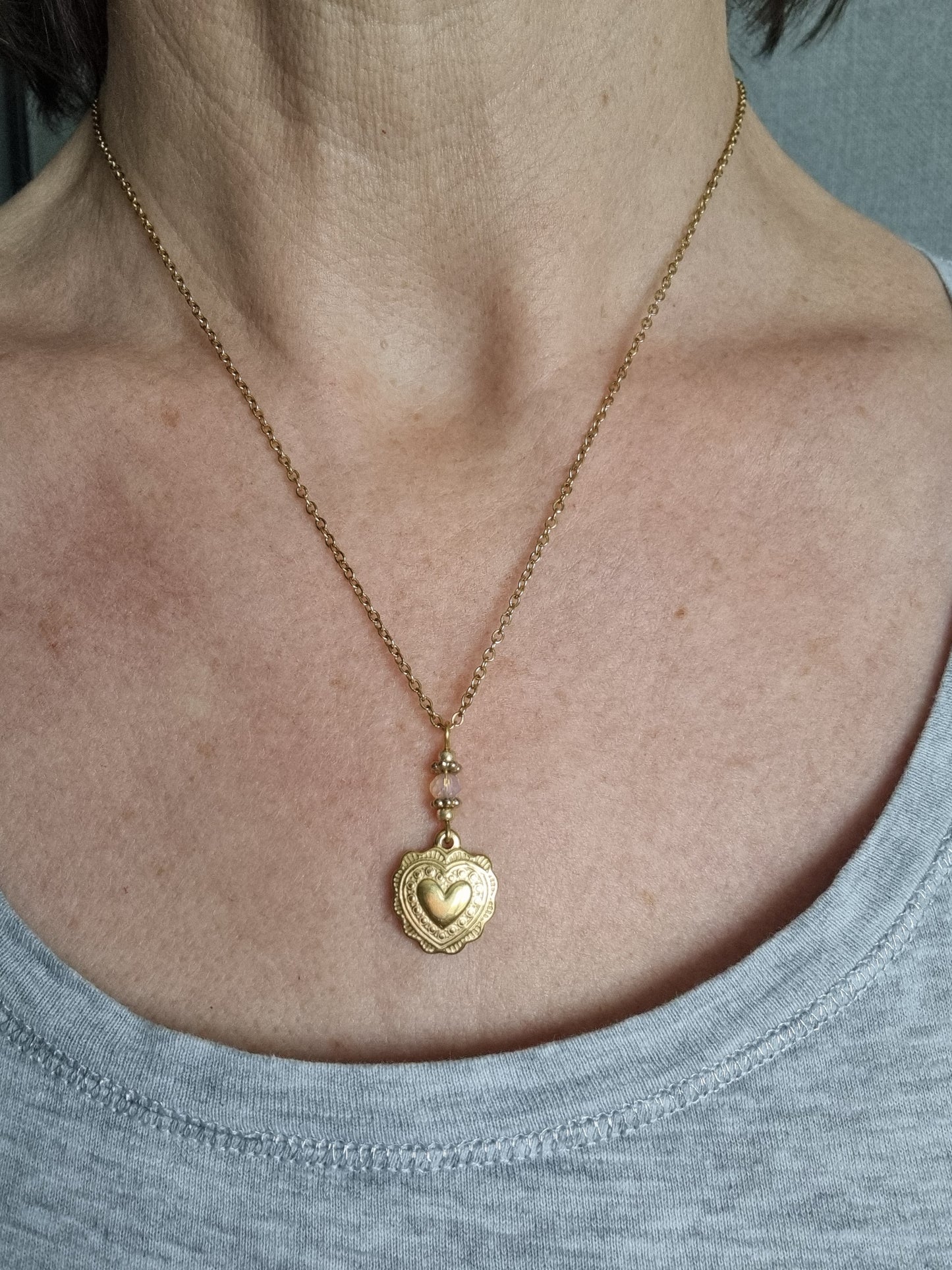Collier pendentif acier doré ALIENOR