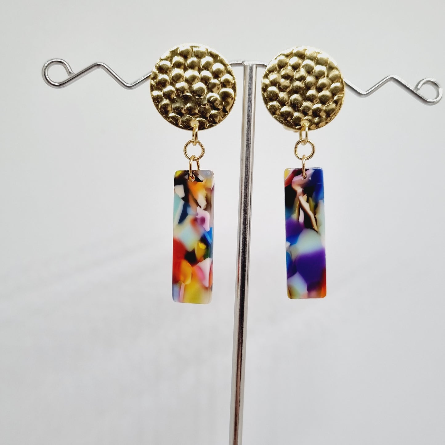 Clips d'oreilles pendants or Monolithe