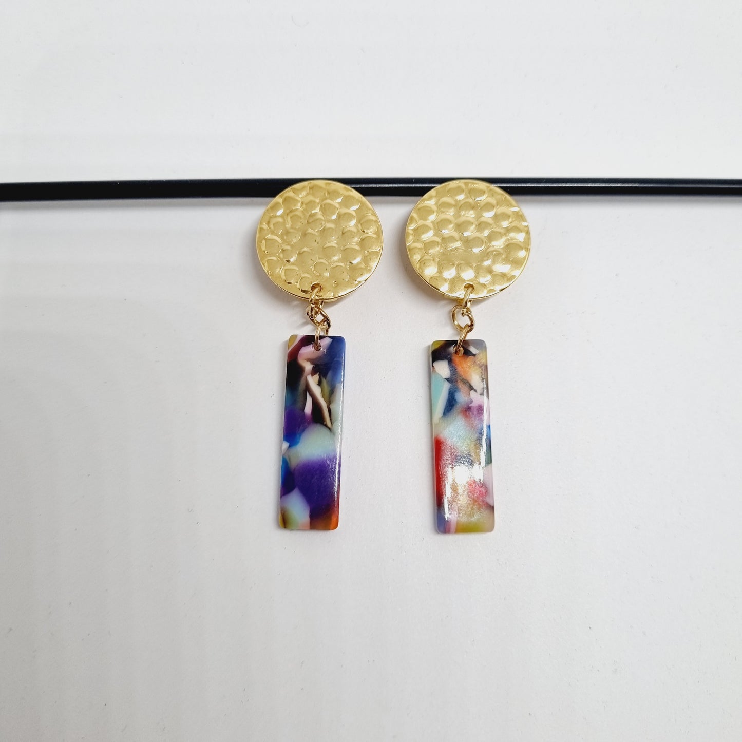 Clips d'oreilles pendants or Monolithe