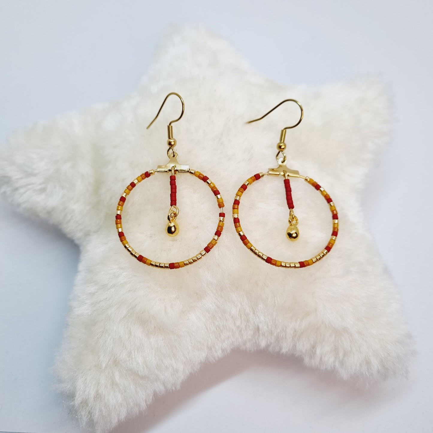 Boucles d'oreilles pendantes créoles acier doré ANJALI