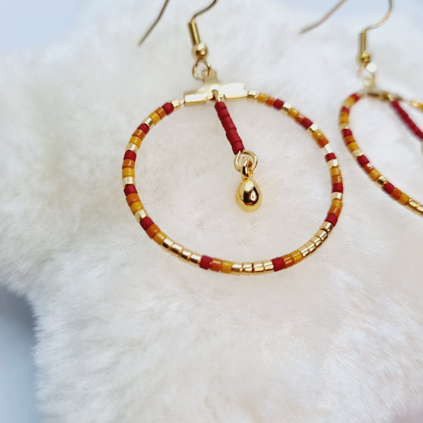 Boucles d'oreilles pendantes créoles acier doré ANJALI