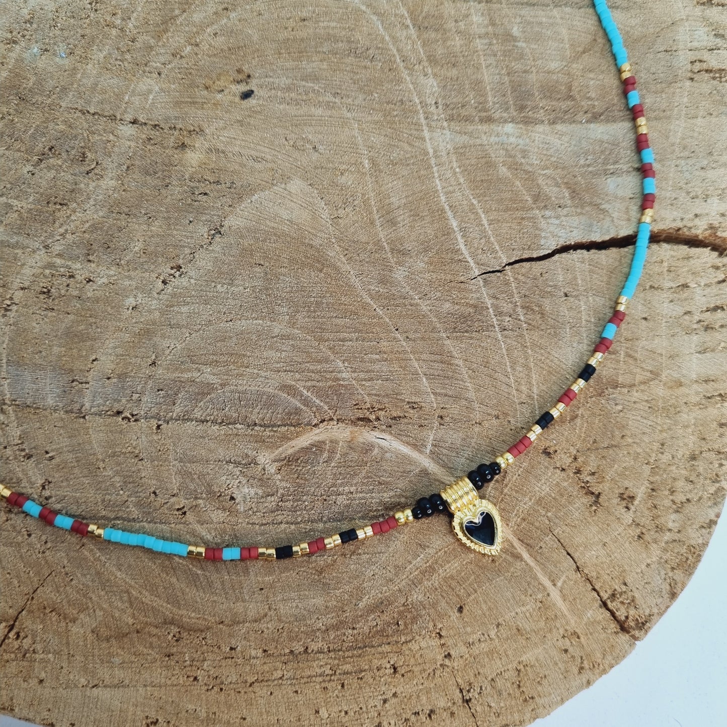 Collier ras du cou perles et cœur doré JUDITH