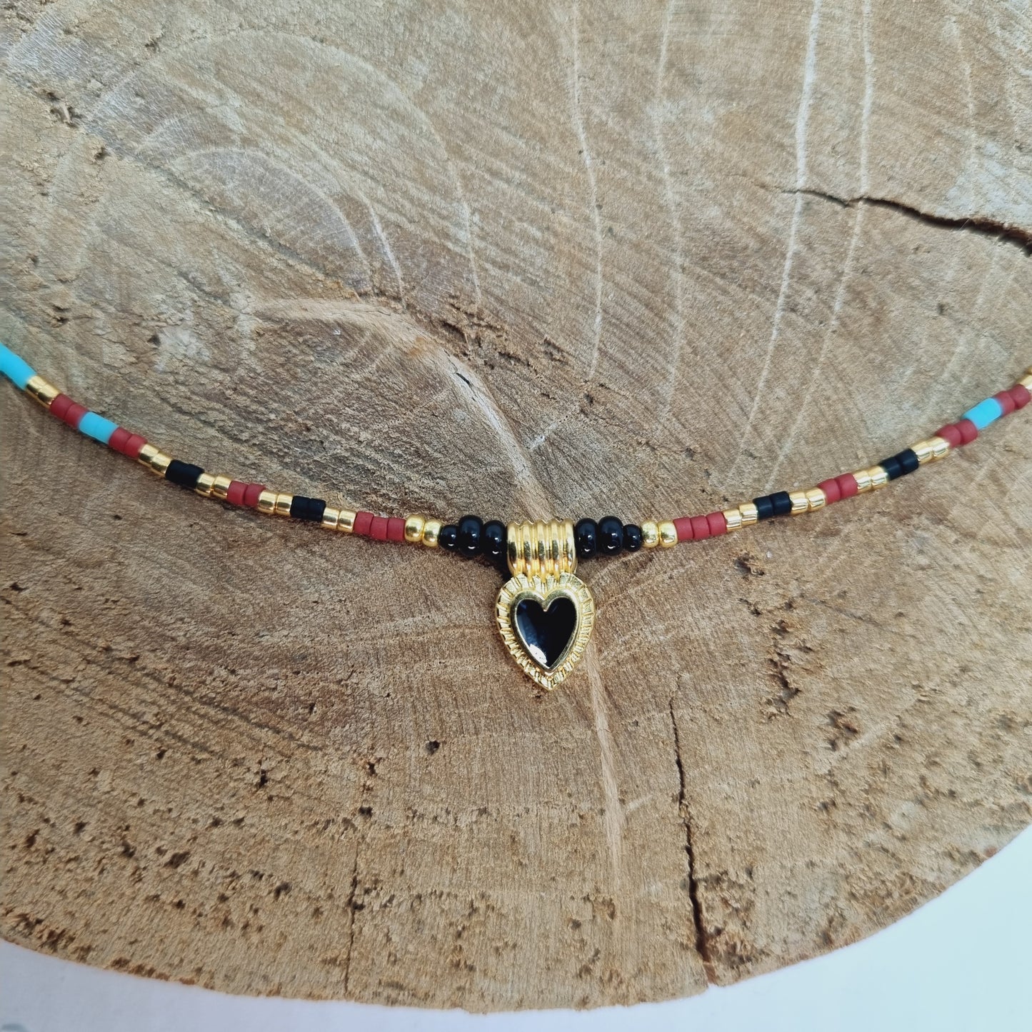 Collier ras du cou perles et cœur doré JUDITH