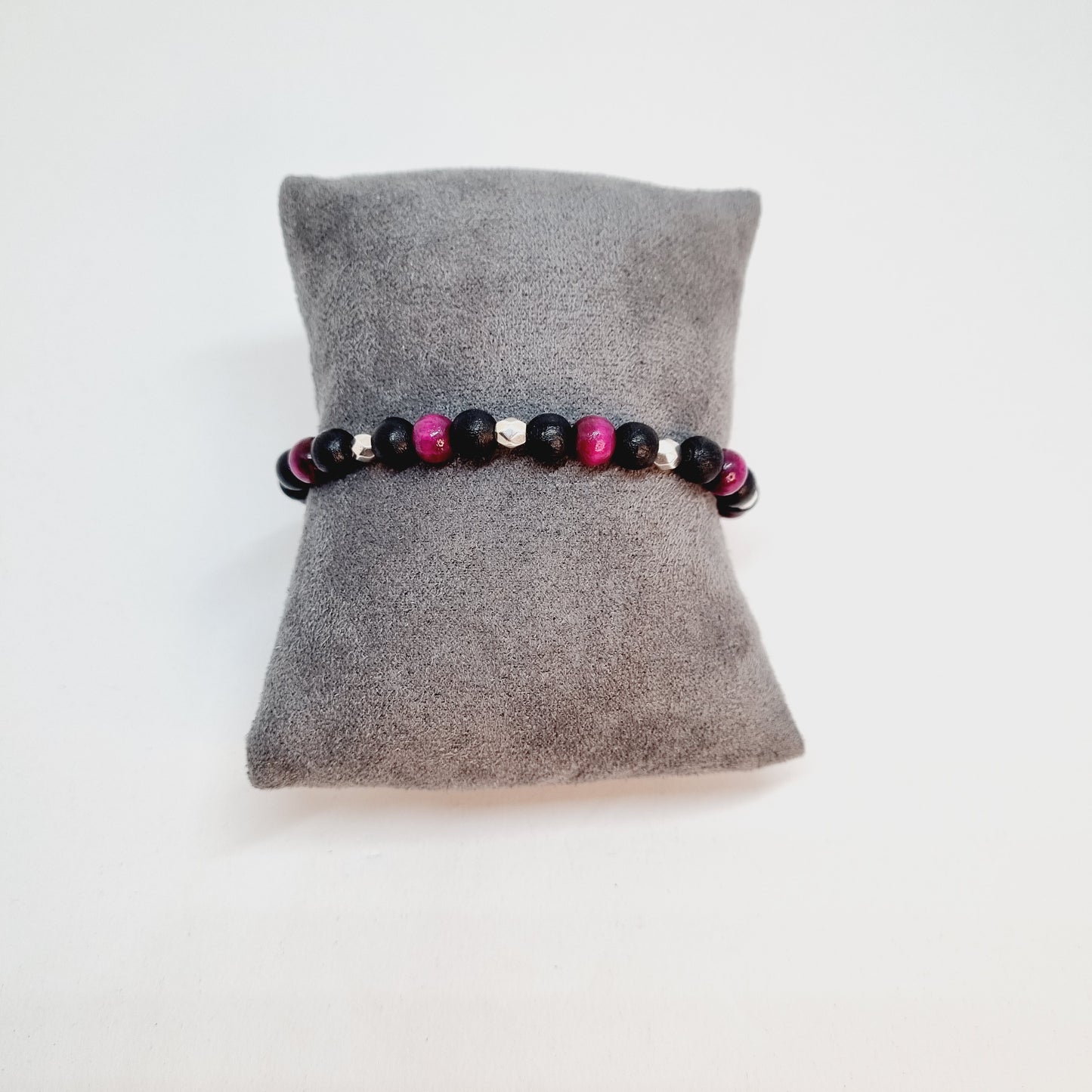 Bracelet perles bois et acier MACADAM