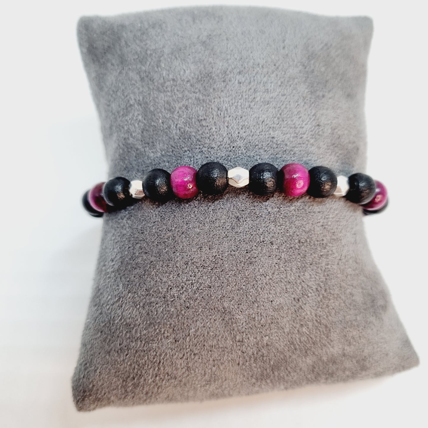 Bracelet perles bois et acier MACADAM
