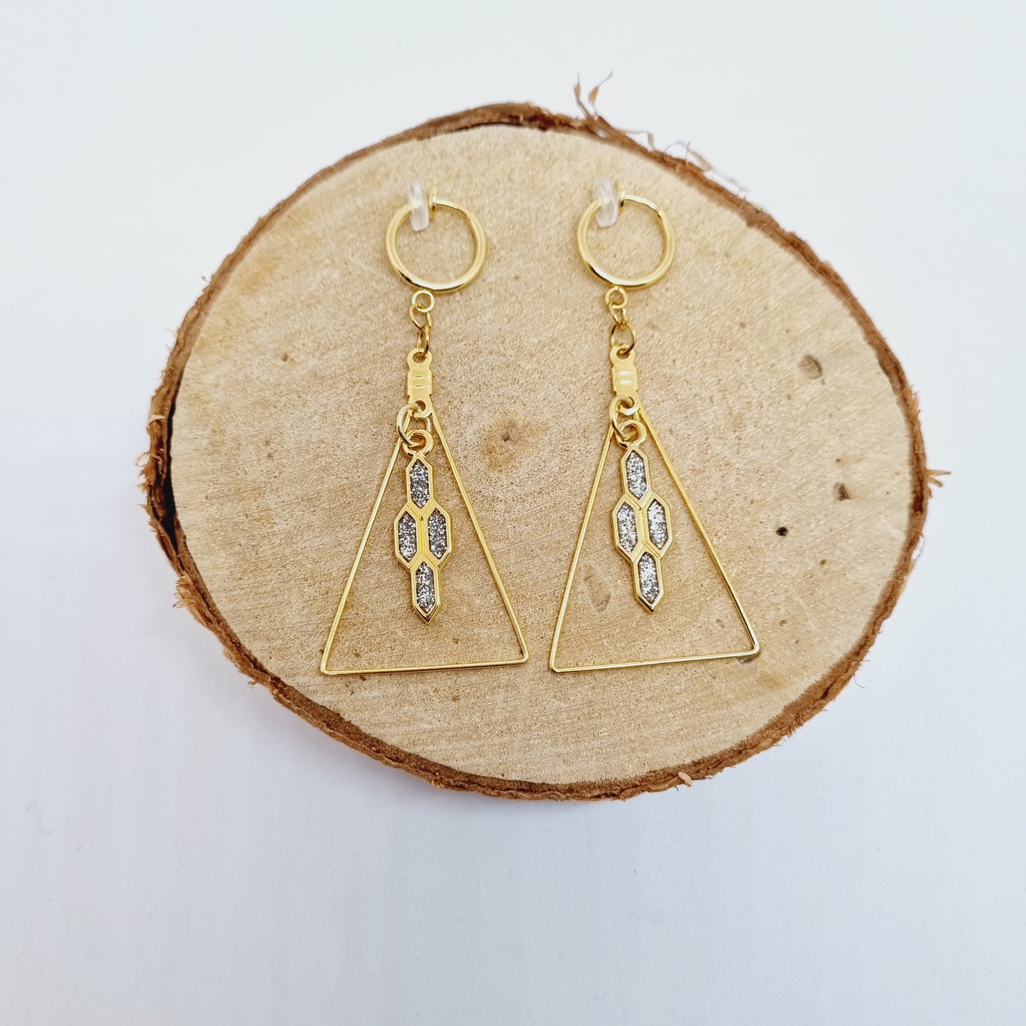 Clips d'oreilles or et acier ZAZA