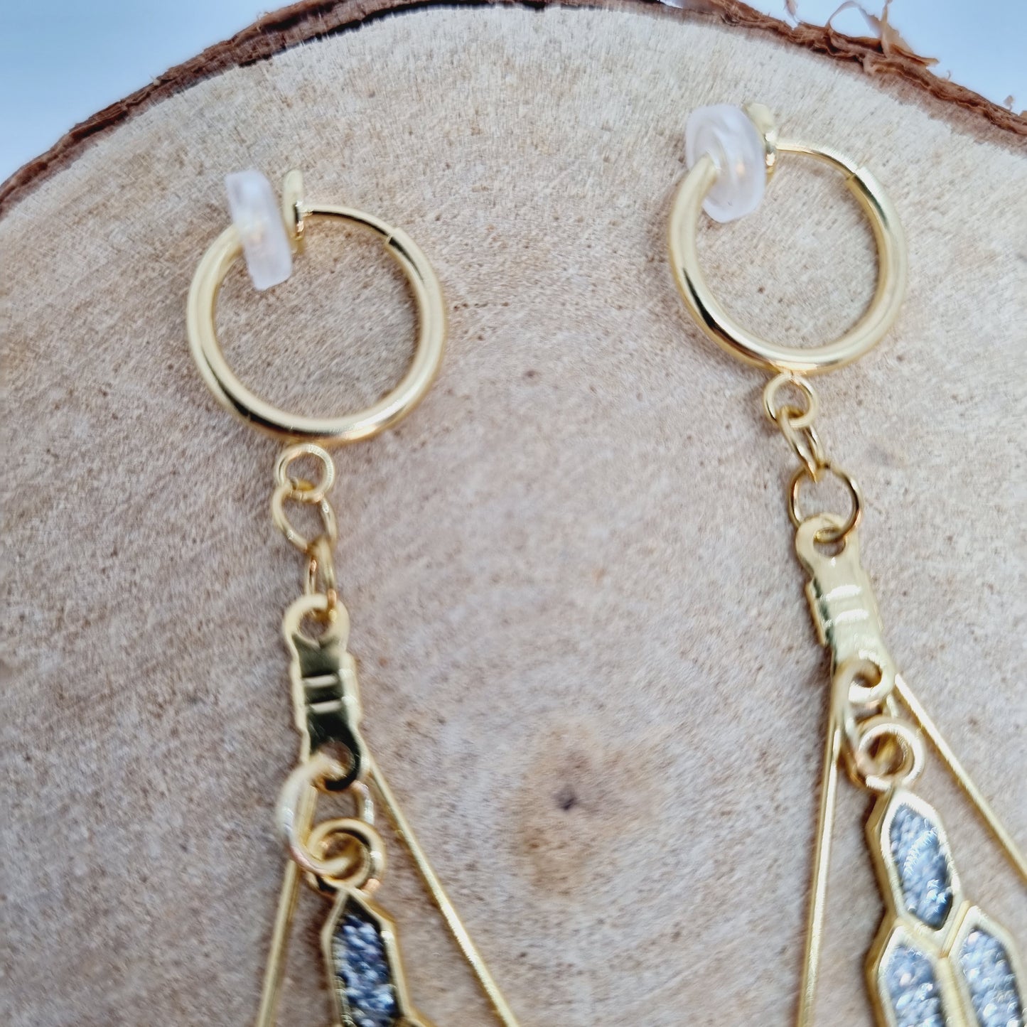 Clips d'oreilles or et acier ZAZA
