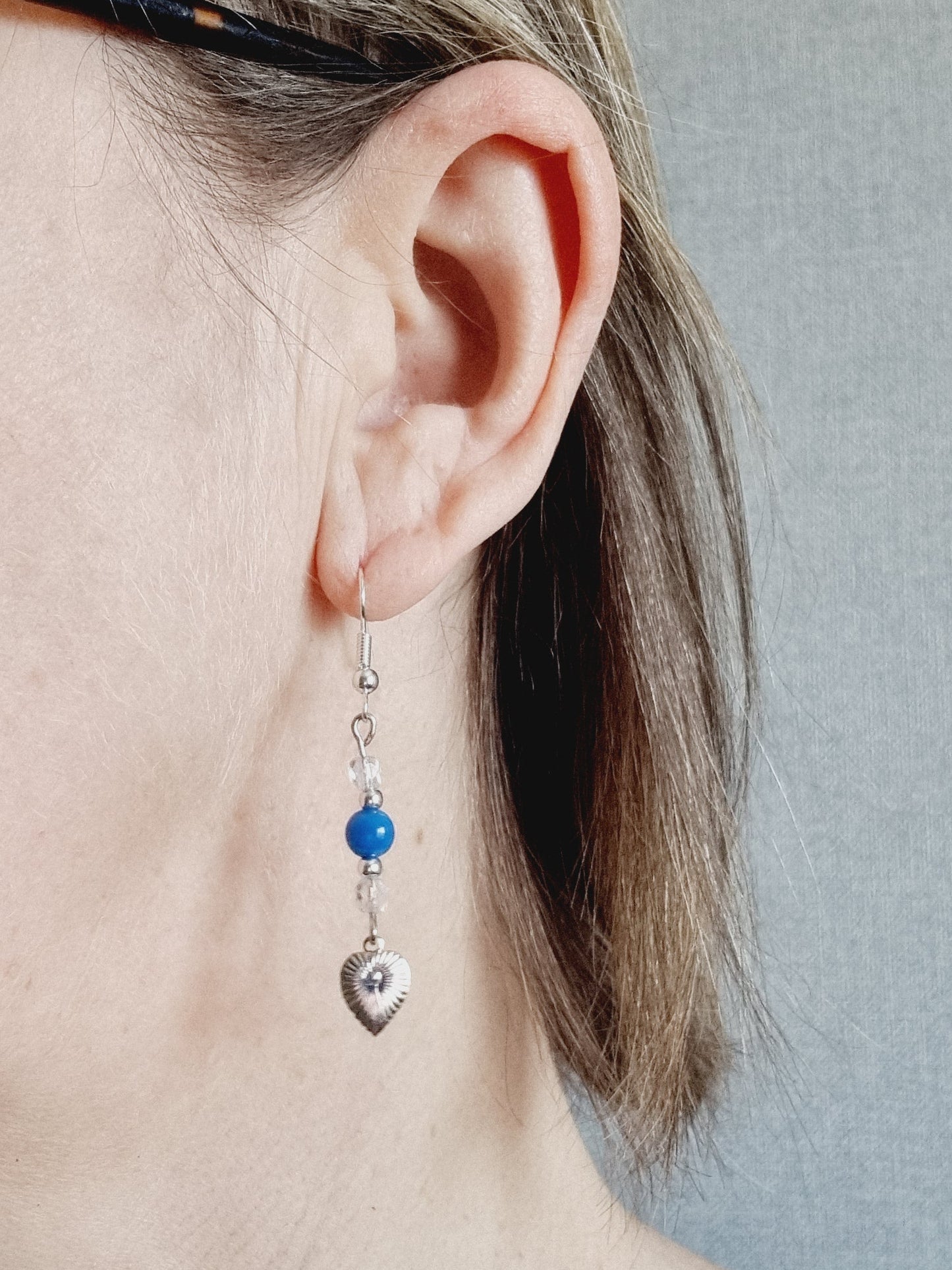 Boucles d'oreilles pendantes cœur et cristal EDEN