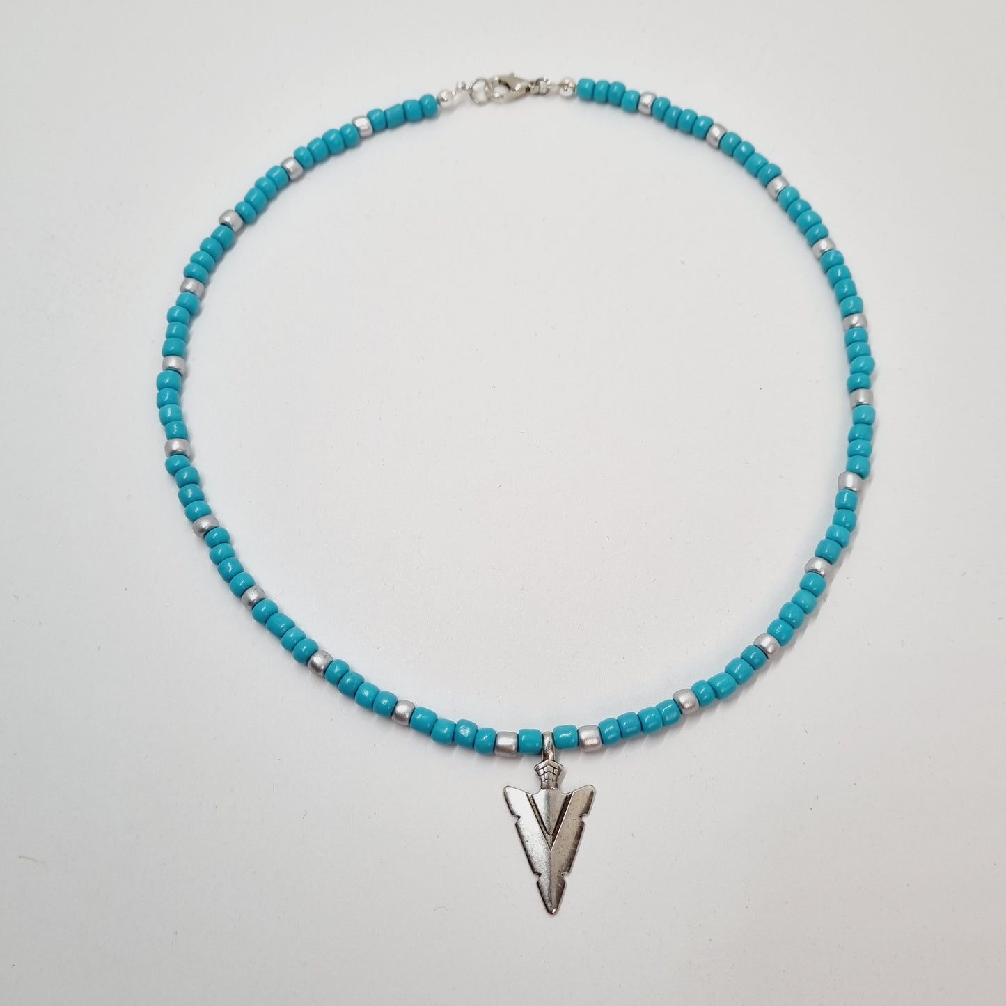 Collier ras du cou argent et turquoise NAMATA
