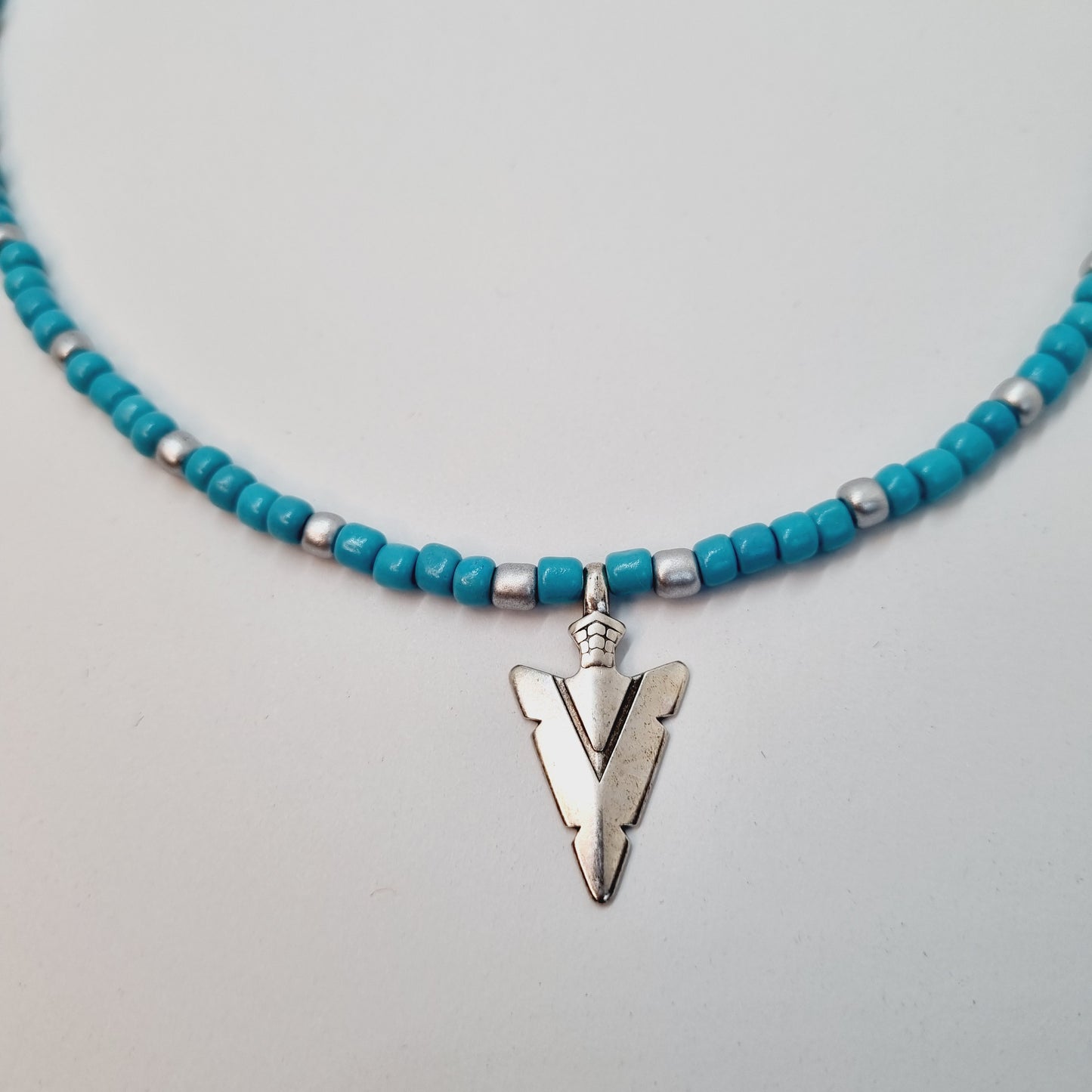 Collier ras du cou argent et turquoise NAMATA