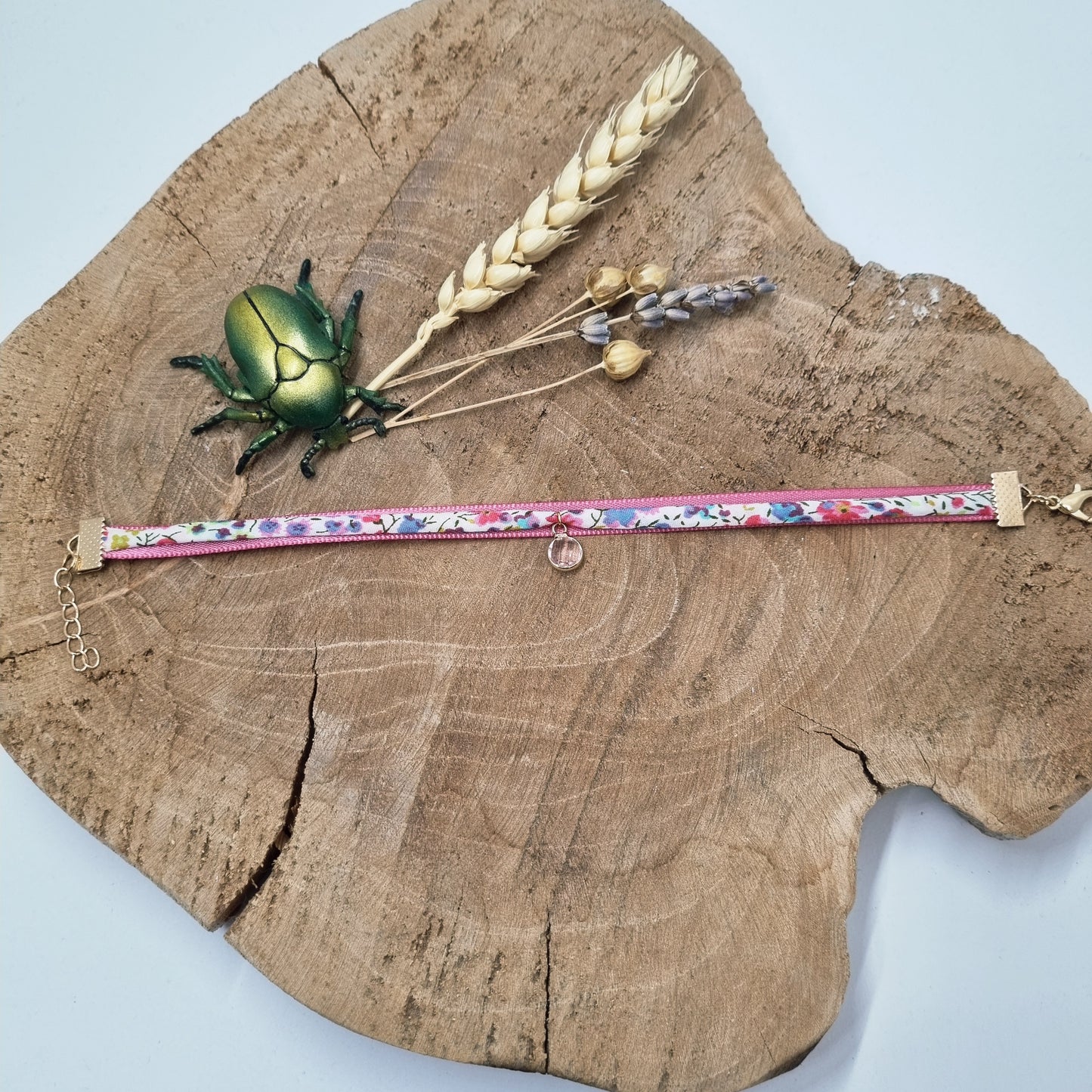 Bracelet cordon tissu liberty rose LILLY