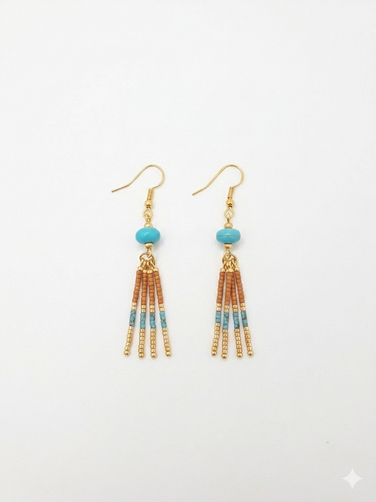 Boucles d'oreilles turquoise et doré BAYA