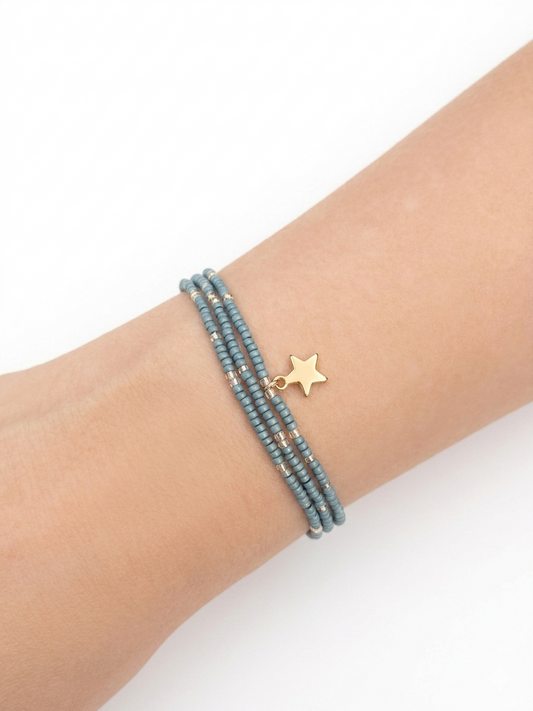 Bracelet perles et étoile acier multirangs transformable MISSY