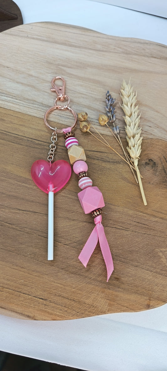 Bijou de sac porte clé PINK LOLLIPOP