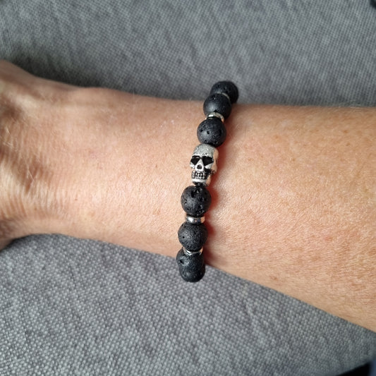 Bracelet homme en perles de lave et acier JACK