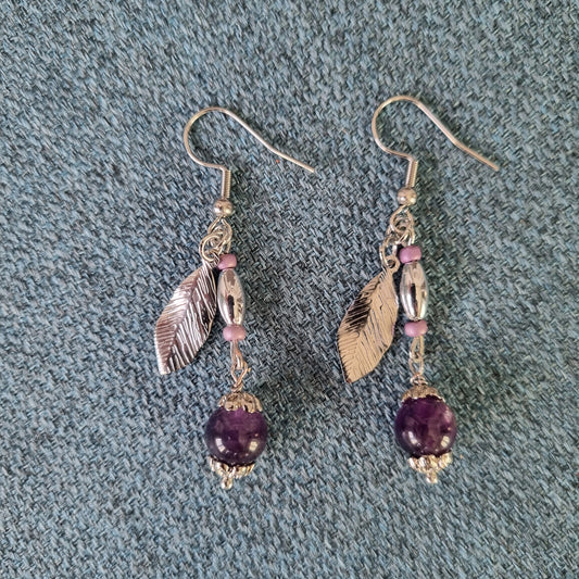 Boucles d'oreilles pendantes améthyste SERENITY