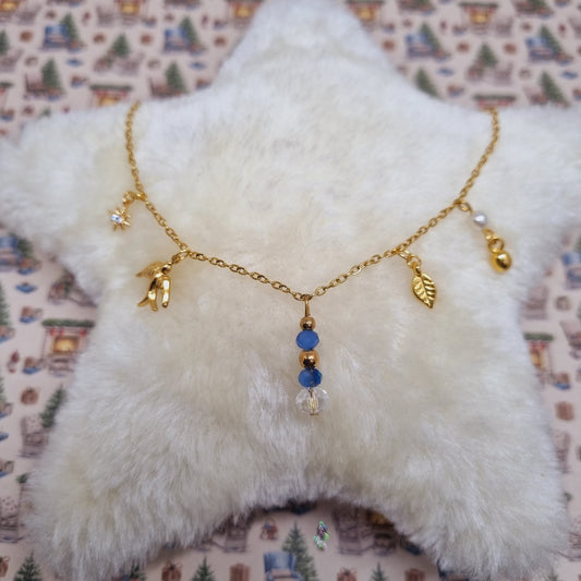 Collier breloques acier doré et plaqué or BIRDY