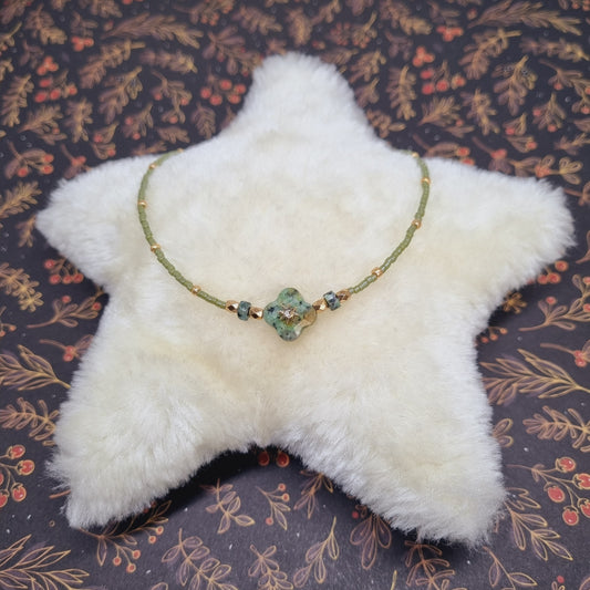 Collier de perles turquoise africaine et zirconium COLINE