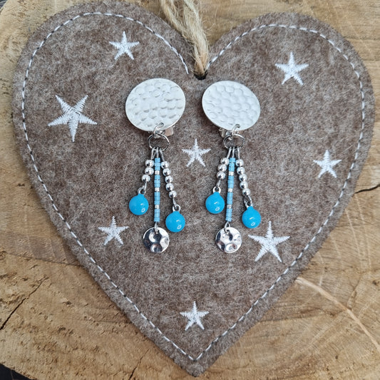 Clips d'oreilles argent et acier BLUEMOON