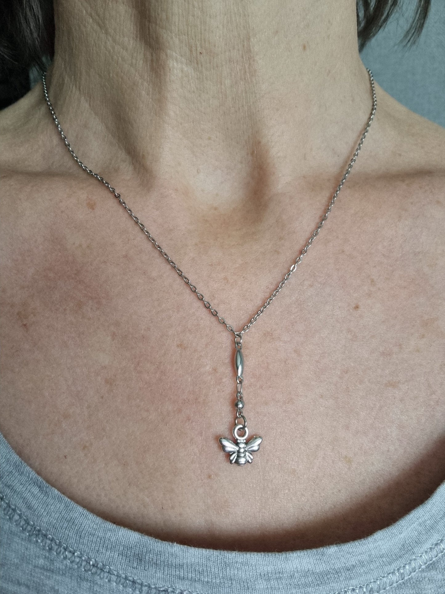 Collier chaîne acier abeille ADELE