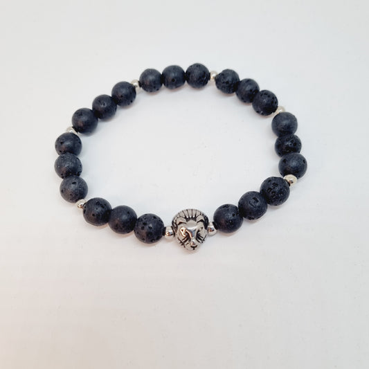 Bracelet perles de lave homme Lion