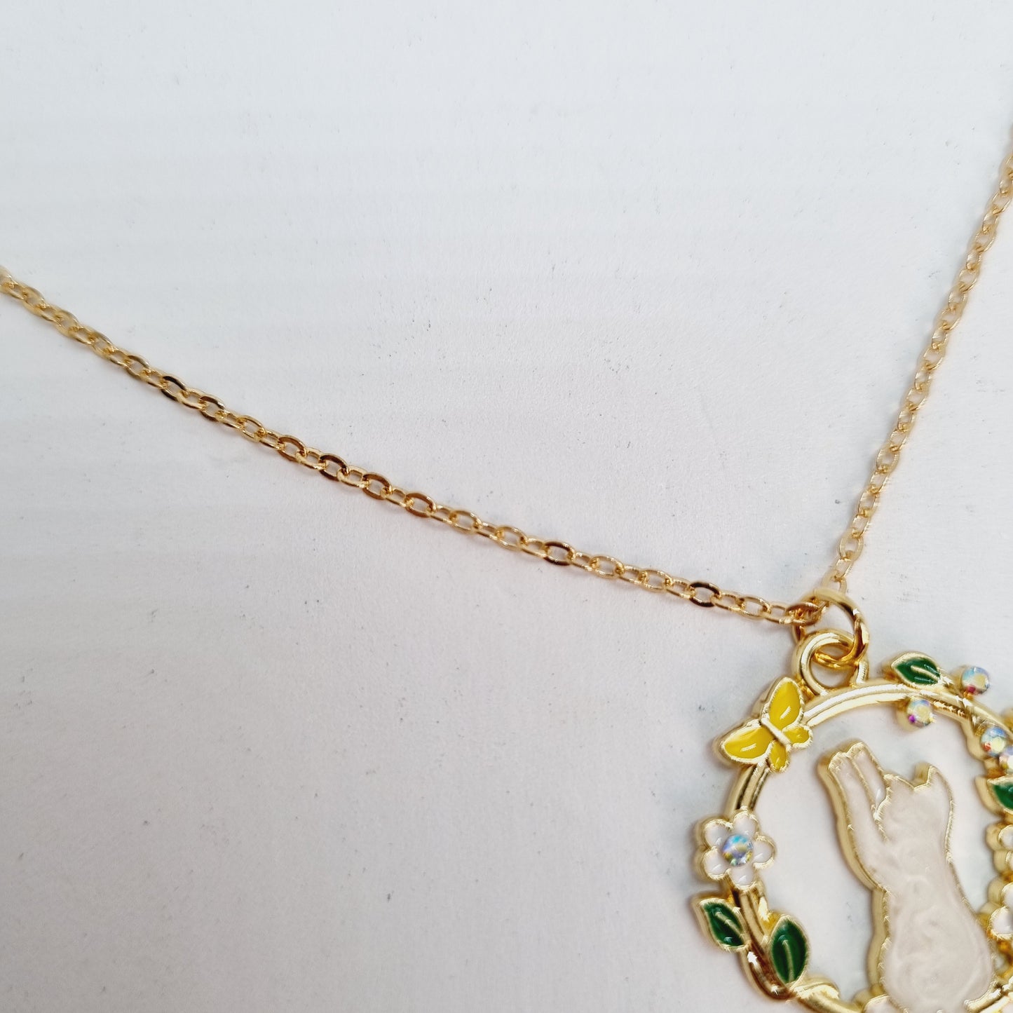Collier chaîne acier doré pendentif chat KITTY