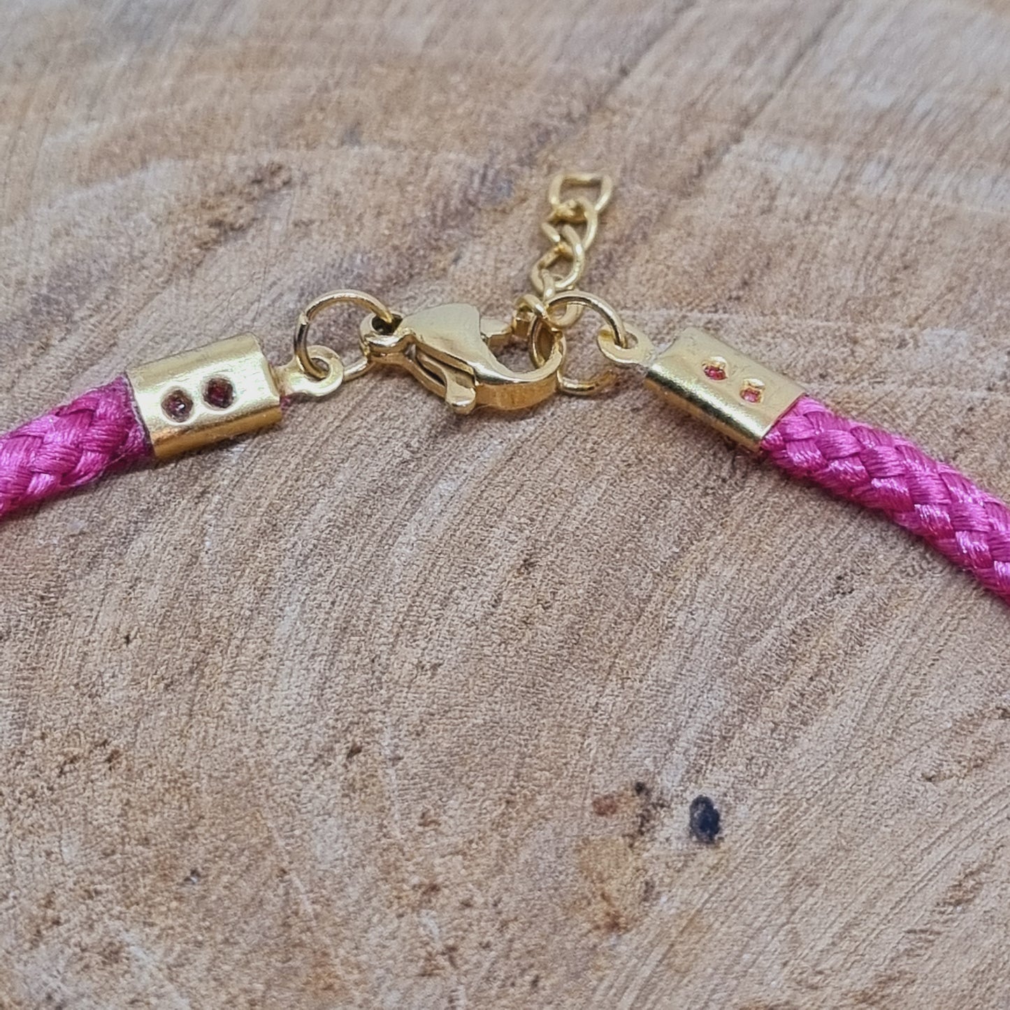 Bracelet cordon tressé rose cœur acier VALENTINE