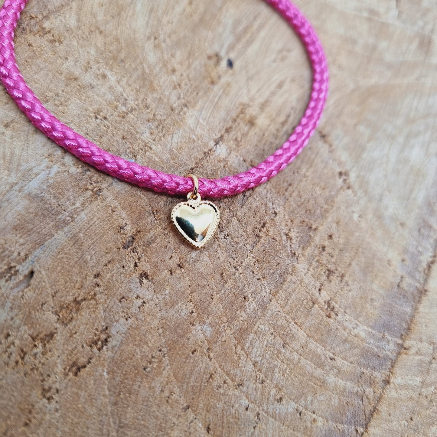 Bracelet cordon tressé rose cœur acier VALENTINE